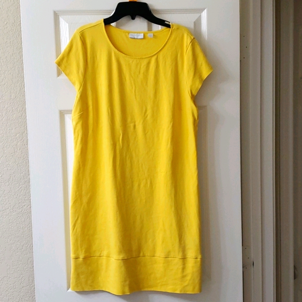 New York & Company Yellow Casual T-Shirt Dress